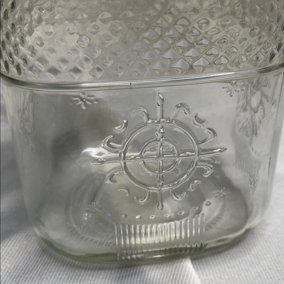 Textured Pattern Clear Glass Jar Screw Top Silver Lid Canister Storage - Picture 3 of 8